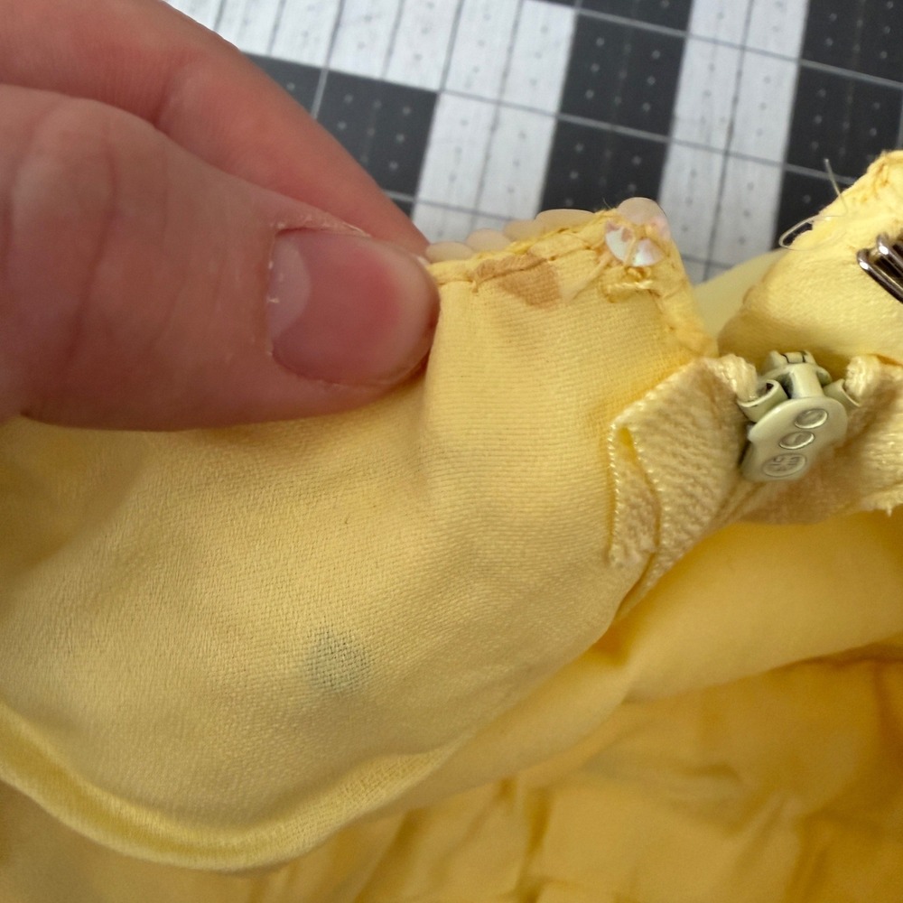 Vintage Womens 6 Butter Yellow Fairy Regency Babydoll Halter Prom Dress Ethereal - Picture 12 of 13